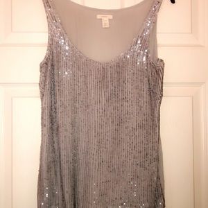 Silver sequin J. crew party top